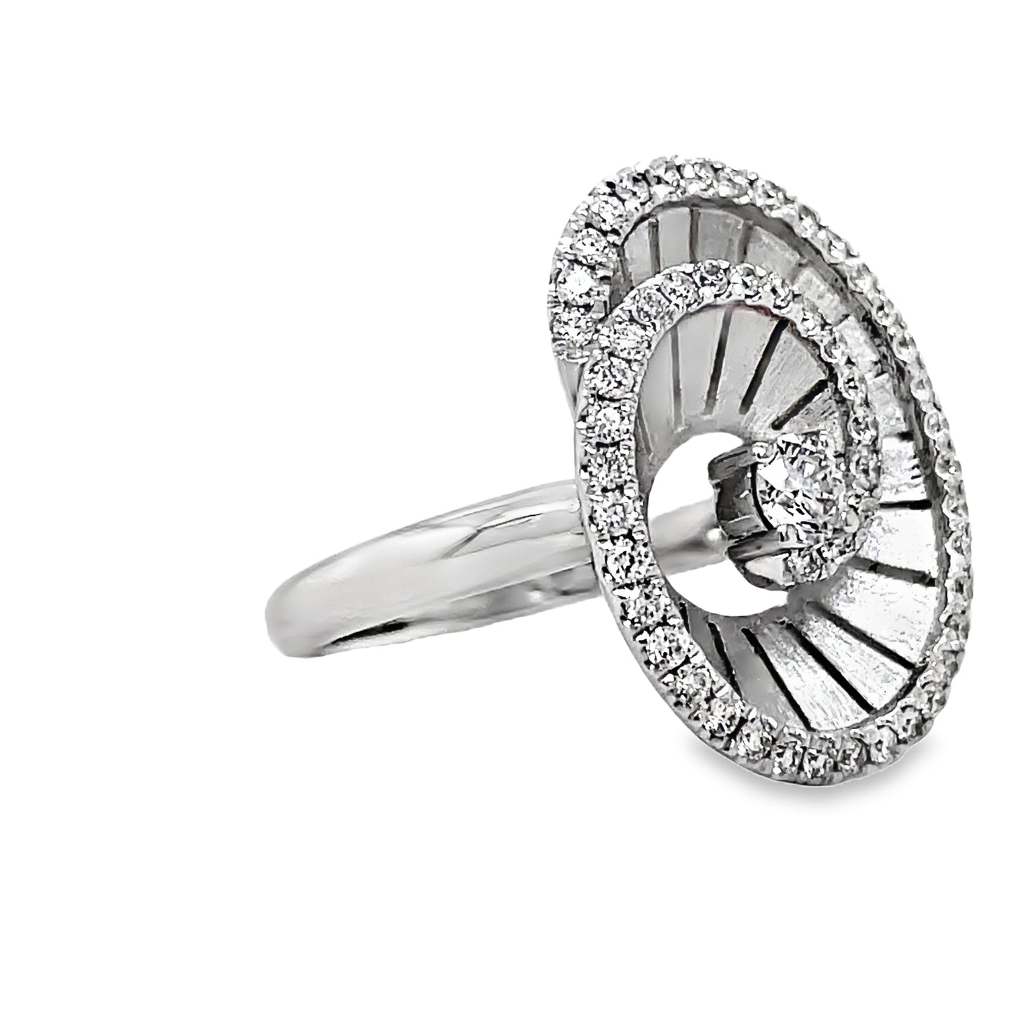 18k Spiral Diamond White Gold Ring Side view