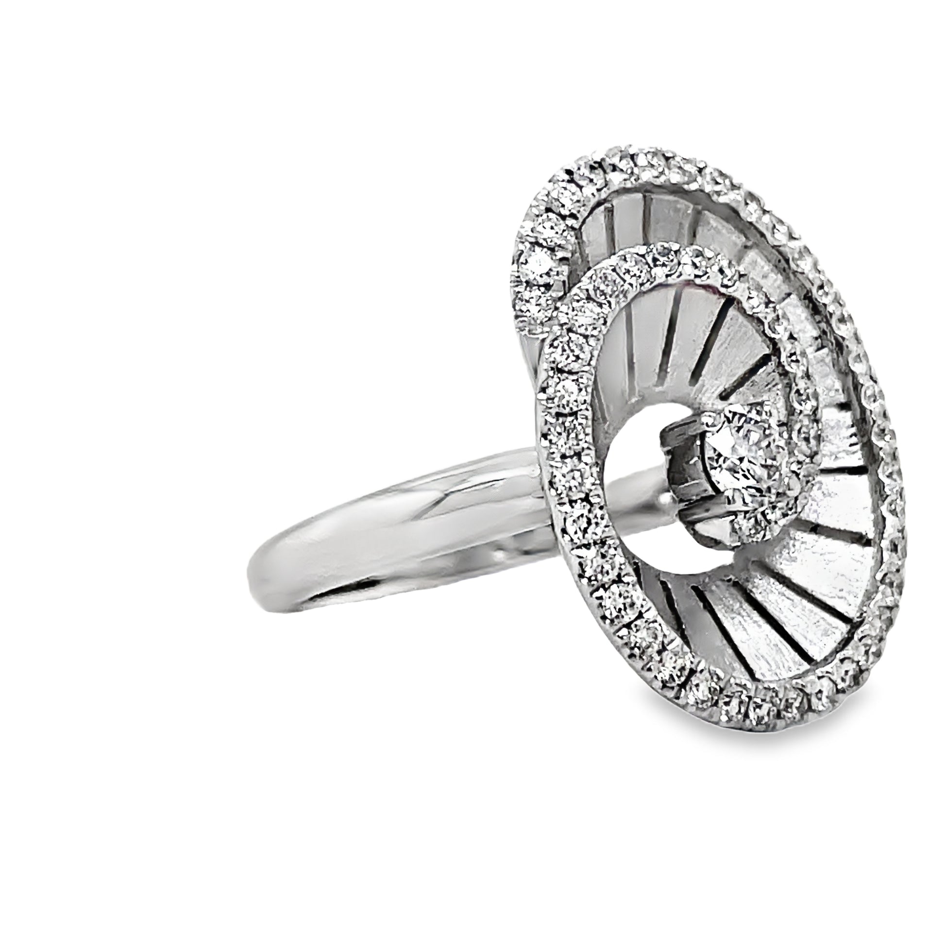 18k Spiral Diamond White Gold Ring Side view