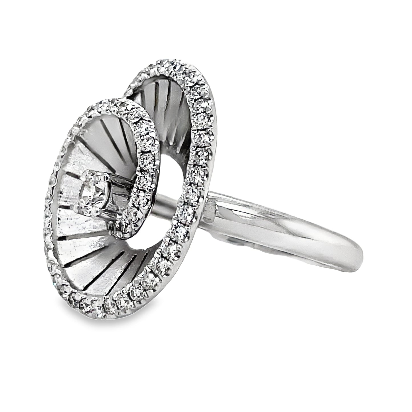 18k Spiral Diamond White Gold Ring Side view 