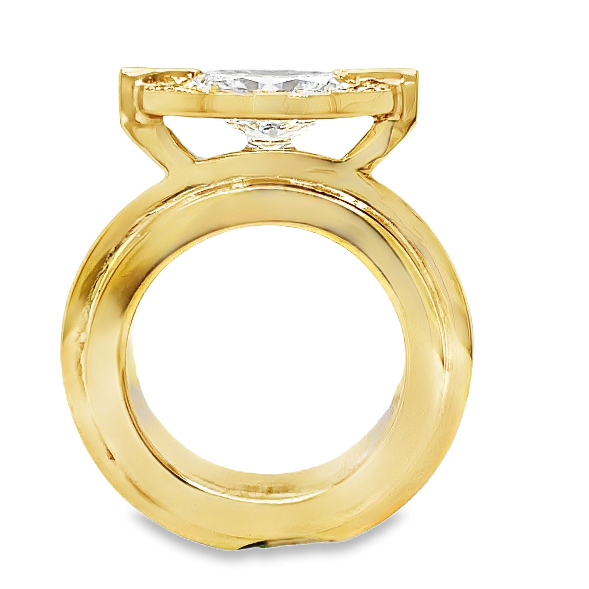 18k Custom Made Diamond Staircase Ring Oval Diamond Ring Top view 