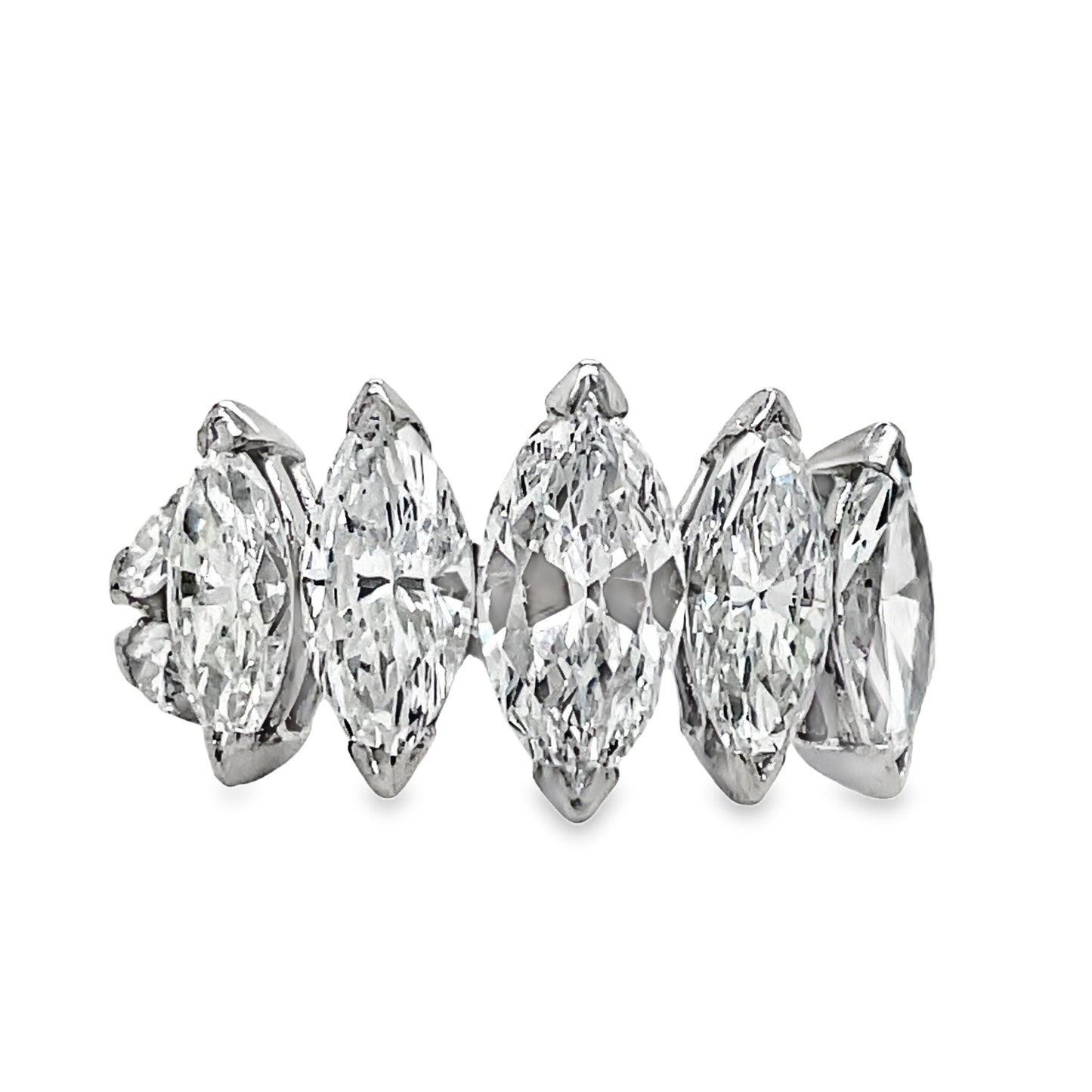 Platinum Marquise Cut Anniversary Ring 5.10 cts Front view 