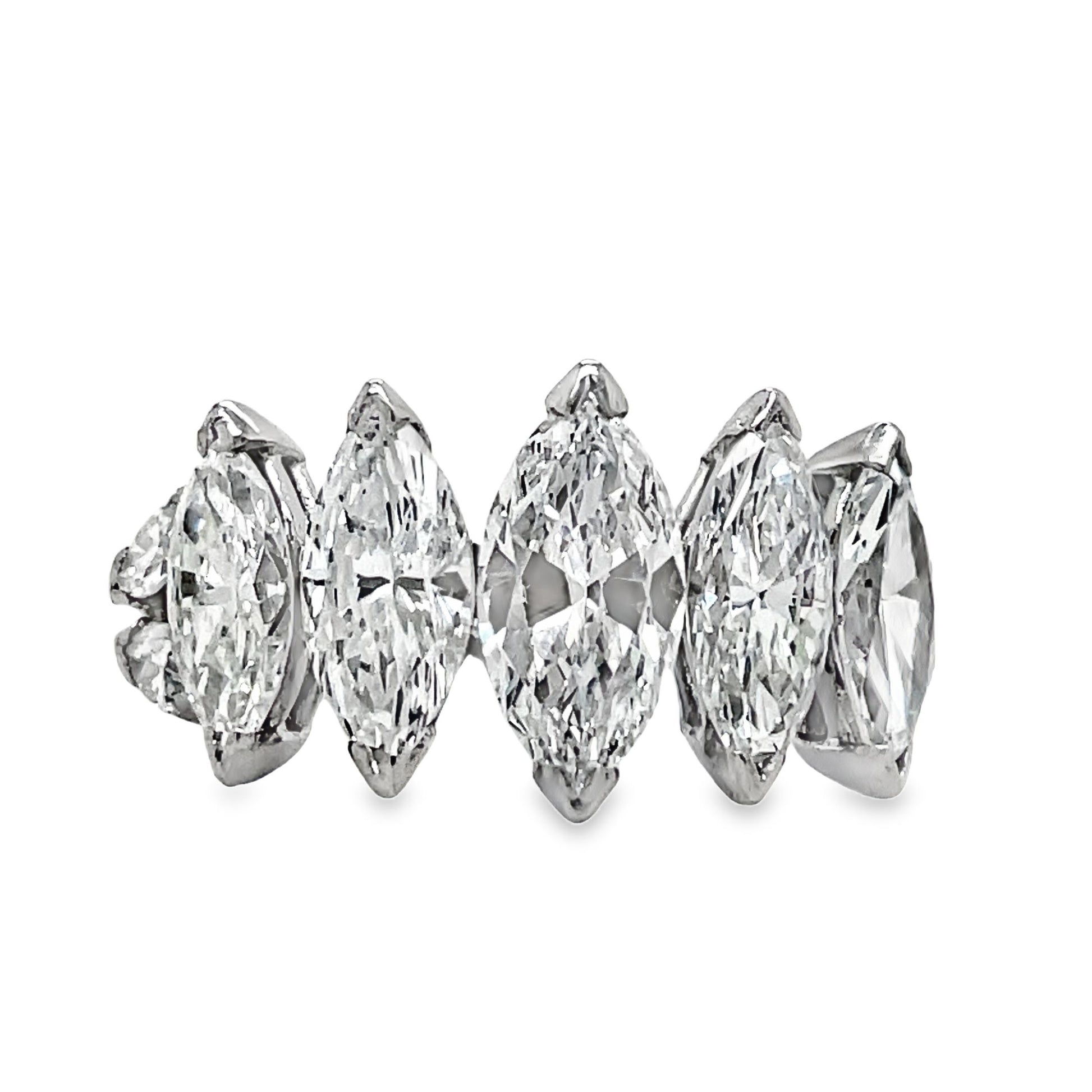 Platinum Marquise Cut Anniversary Ring 5.10 cts Front view 