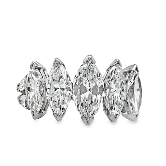 Platinum Marquise Cut Anniversary Ring 5.10 cts Front view 