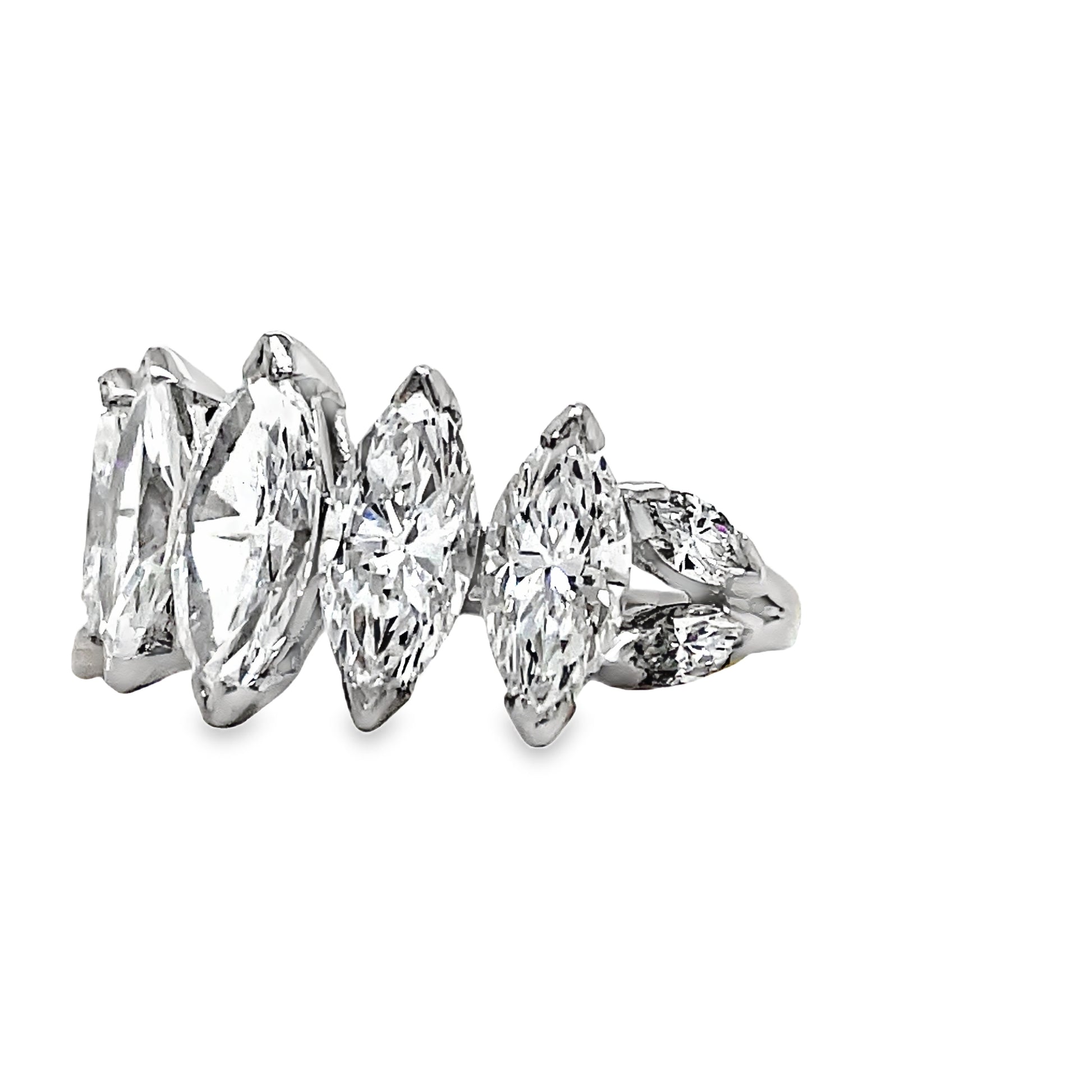 Platinum Marquise Cut Anniversary Ring 5.10 cts Side view 