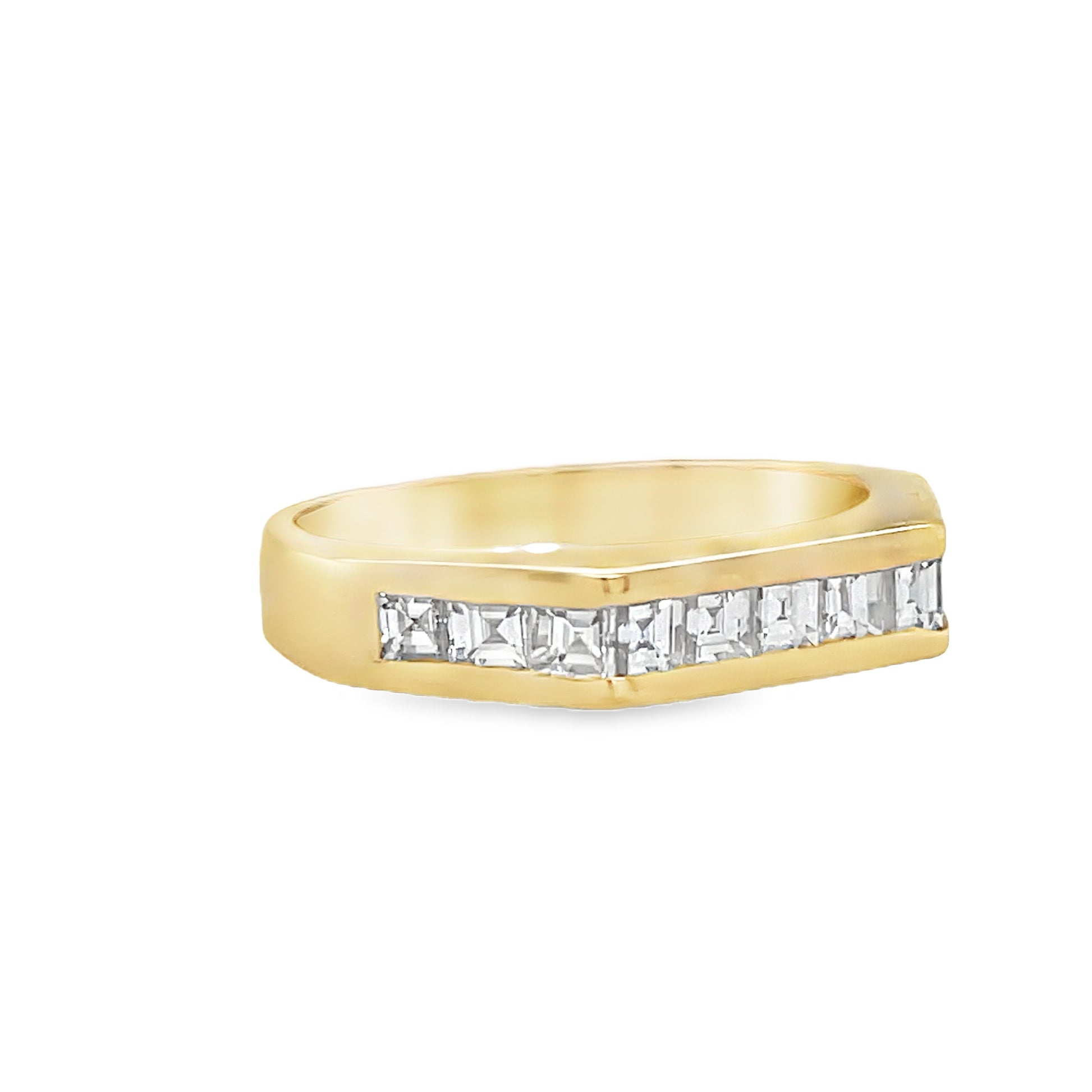 Side view of 18k Yellow Gold Estate Stackable Diamond Ring