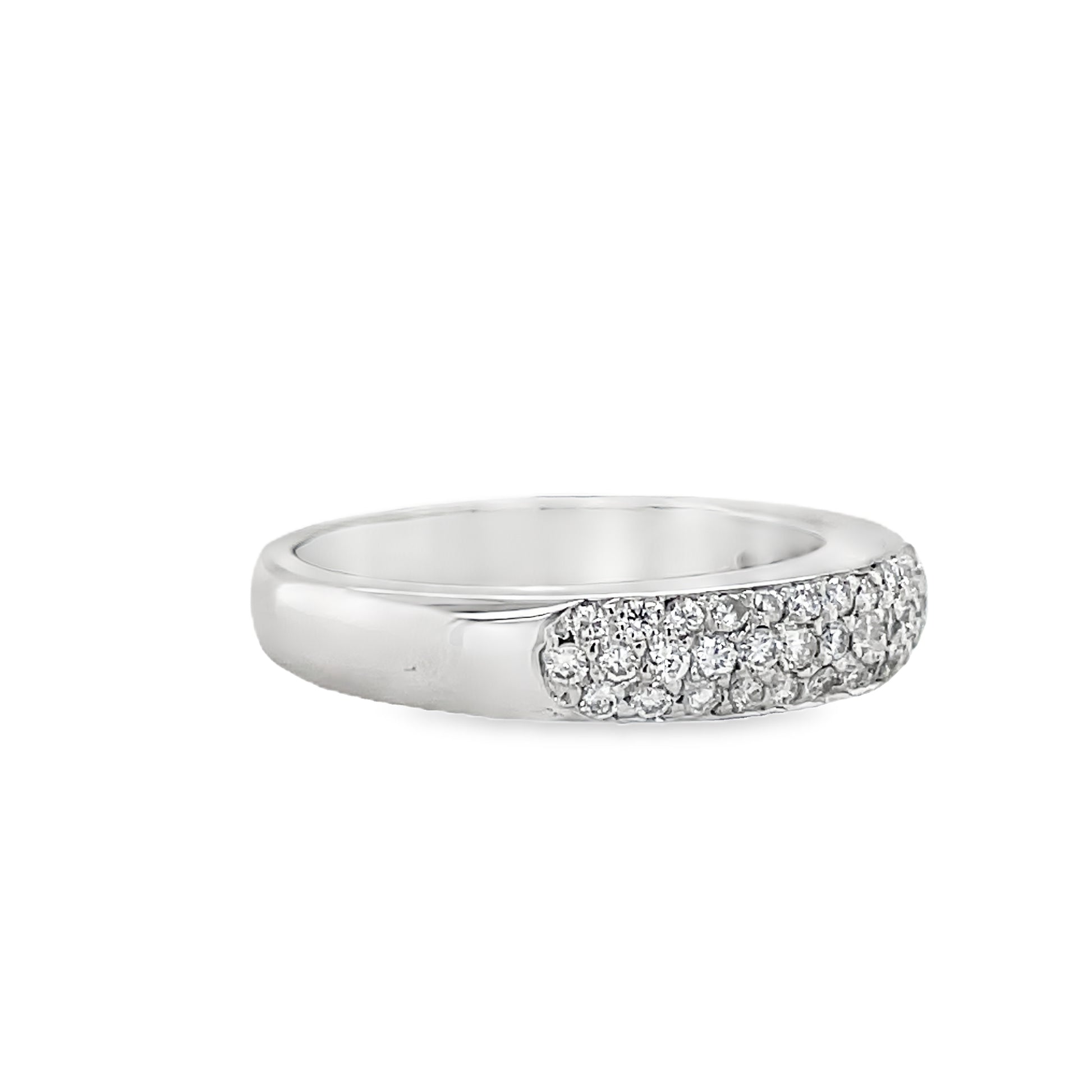 Side View of Anniversary Diamond White Gold Ring 0.75 cts