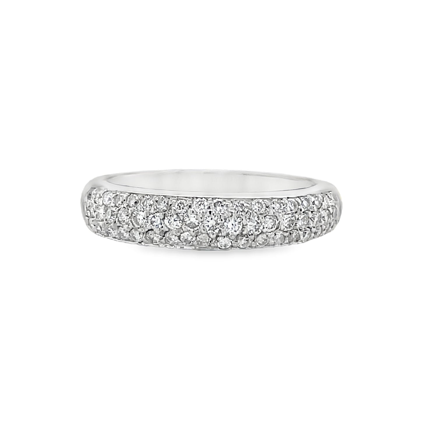 Front View of Anniversary Diamond White Gold Ring 0.75 cts