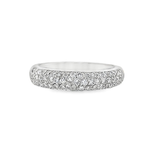 Front View of Anniversary Diamond White Gold Ring 0.75 cts