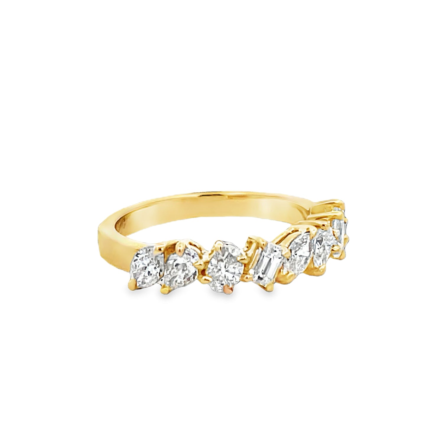 Side view of 18k Yellow Gold Mix Cut Diamond Ring 1.12 cts