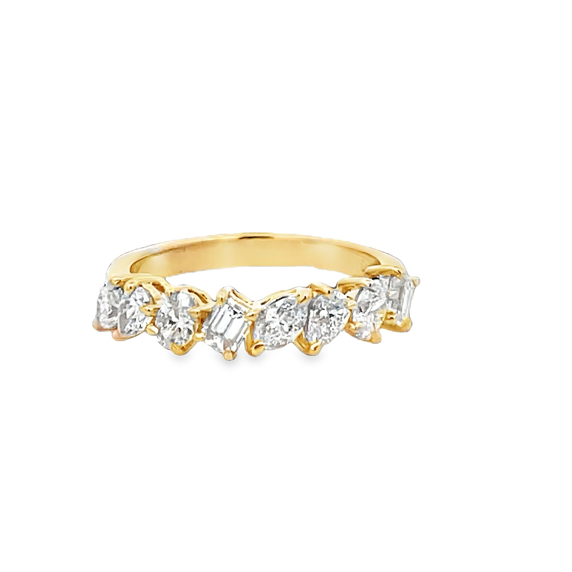 Front view of 18k Yellow Gold Mix Cut Diamond Ring 1.12 cts