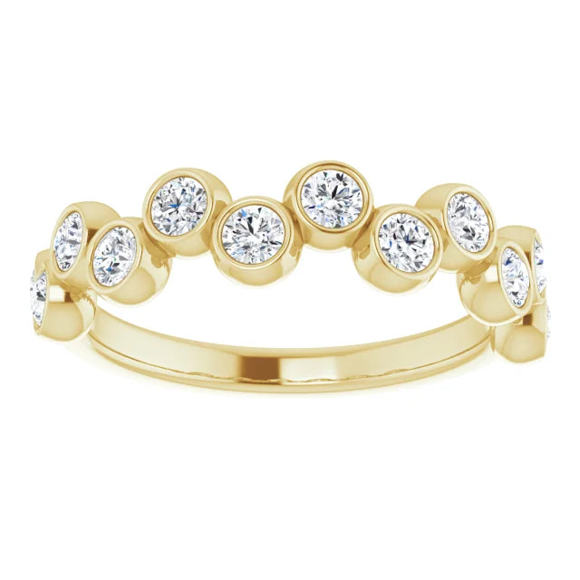 Front view of 14k Yellow Gold Diamond Bezel Ring