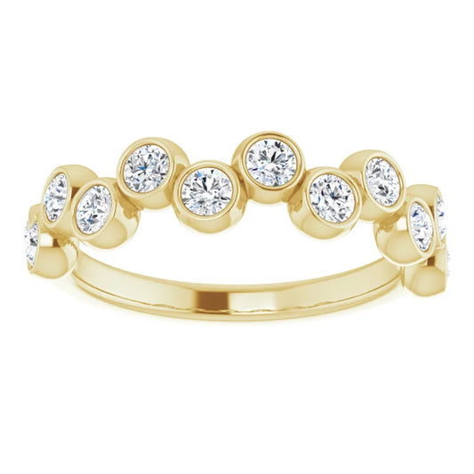 Front view of 14k Yellow Gold Diamond Bezel Ring