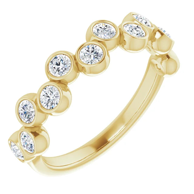 Side view of 14k Yellow Gold Diamond Bezel Ring