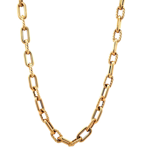 Front view of 14K Yellow Gold Alternated Corrugated Links 18"
