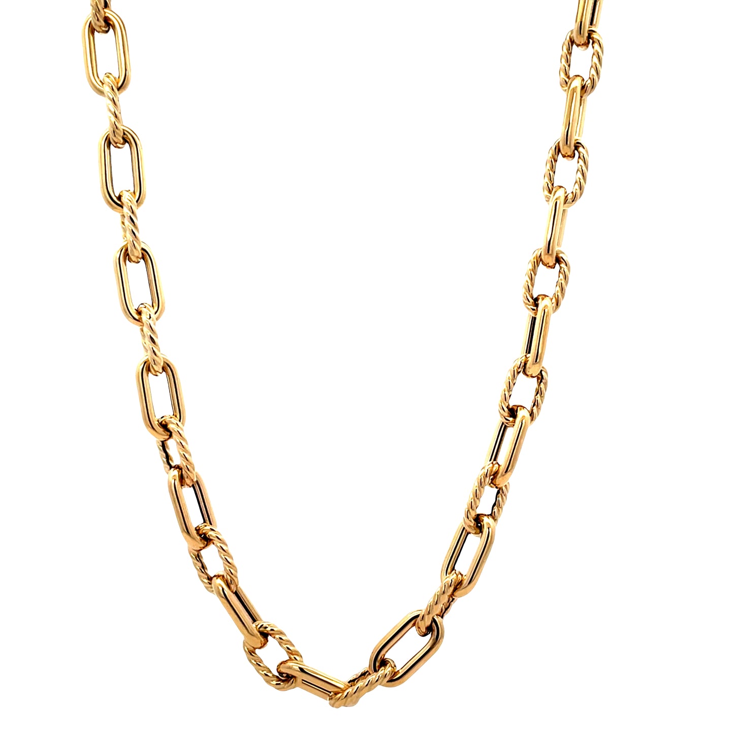 Front view of 14K Italian Made Yellow Gold Large Open Links 18" 