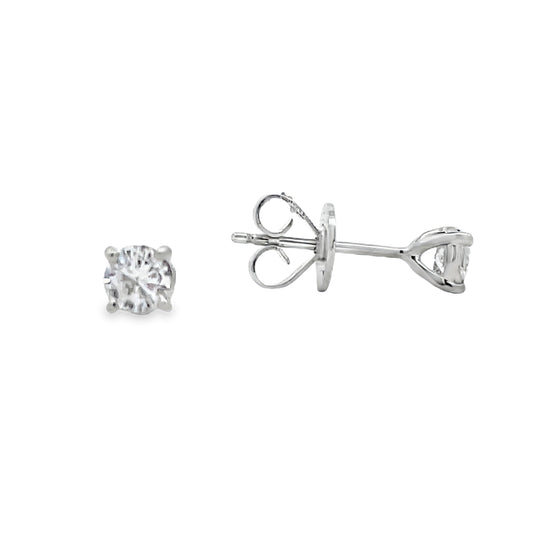 Front and side view of Diamond Studs 0.50 cts White Gold