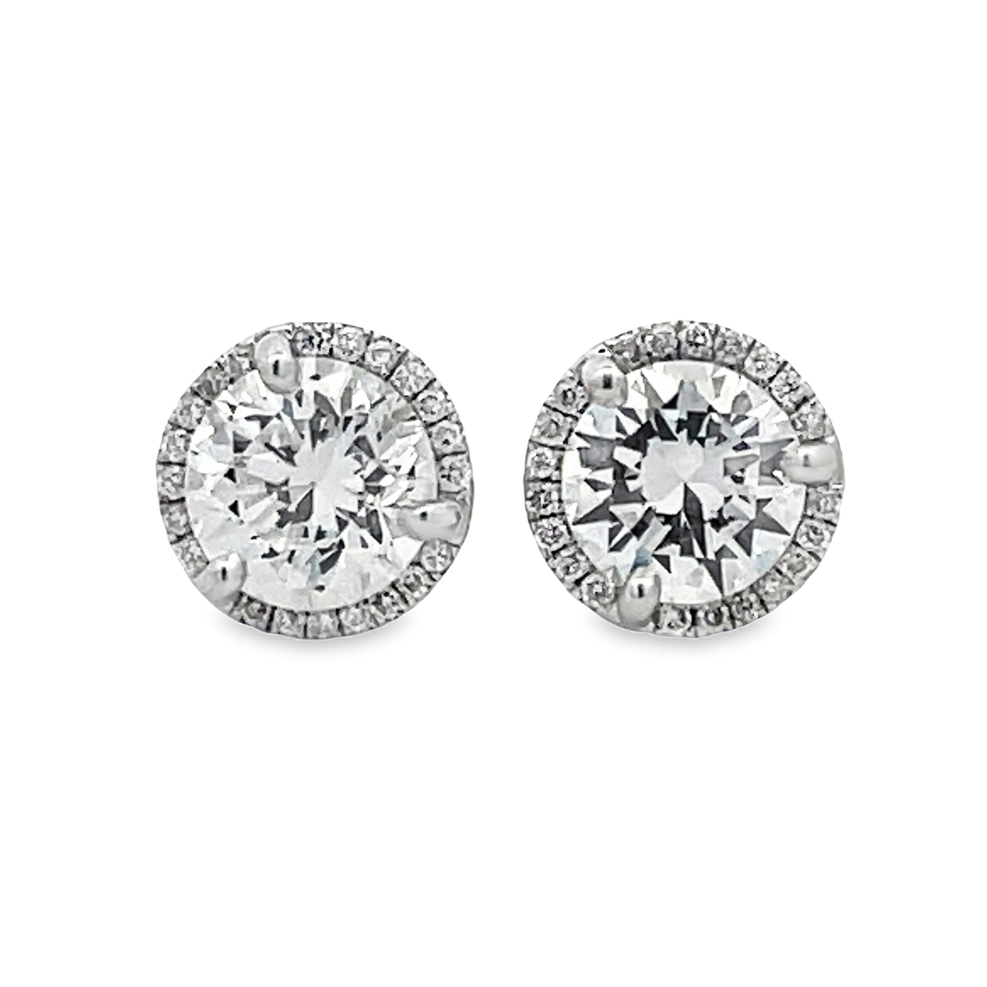 Front view of 18k White Gold Diamond Studs with Diamond Jackets 2.35 cts