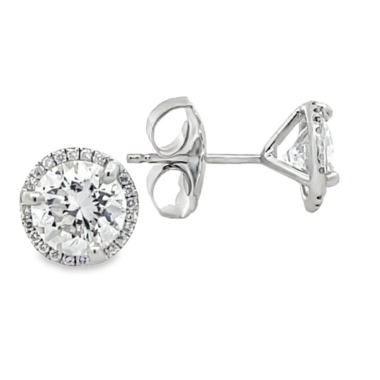 Front and side view of 18k White Gold Diamond Studs with Diamond Jackets 2.35 cts