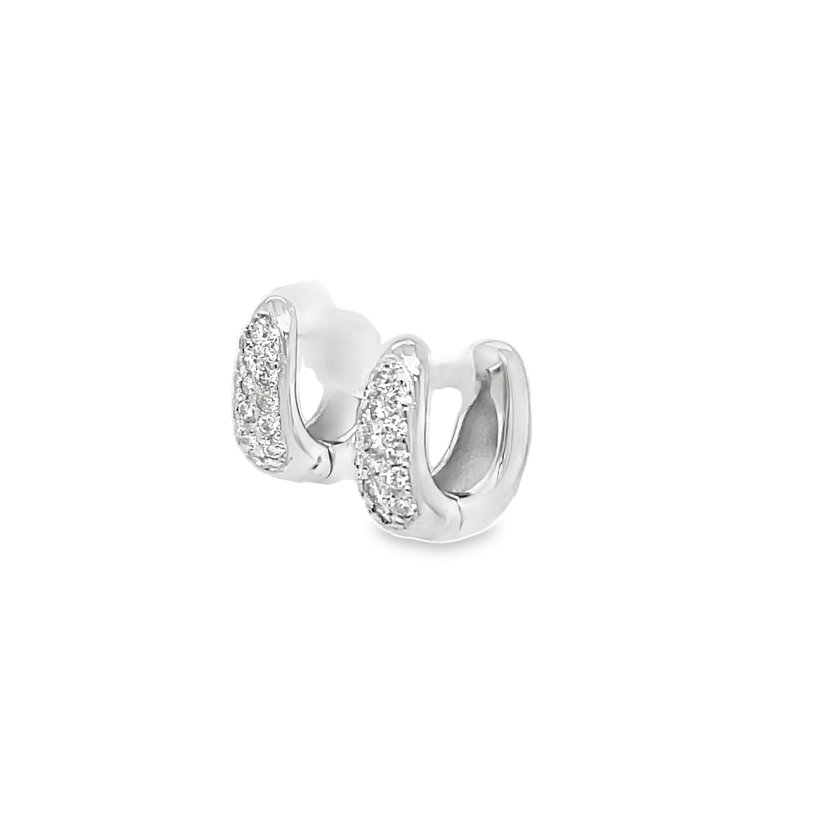 18k White Gold Diamond Huggie Earrings 0.97 cts Side view