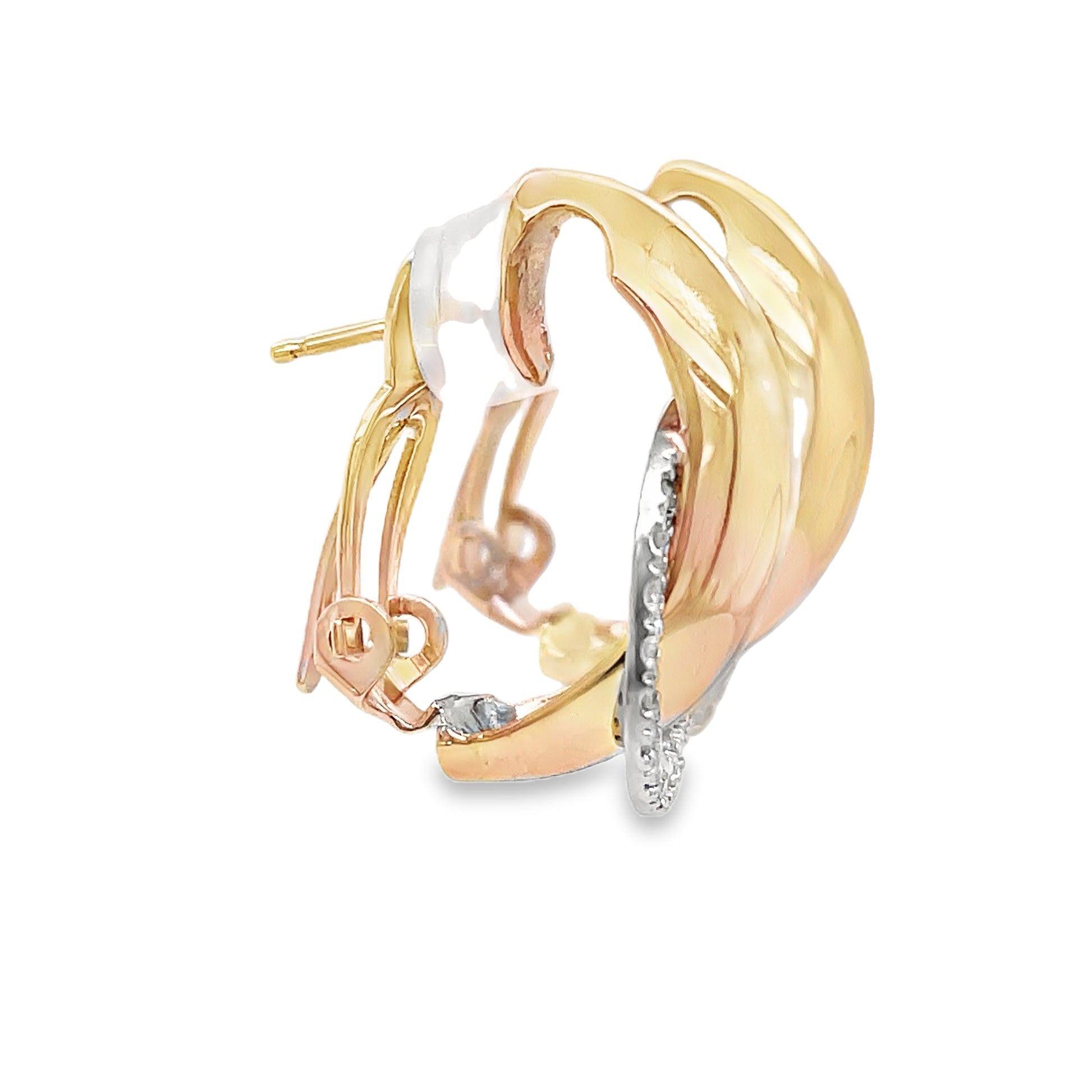 Estate 14k Two Tone Diamond Drop Earring Profile View