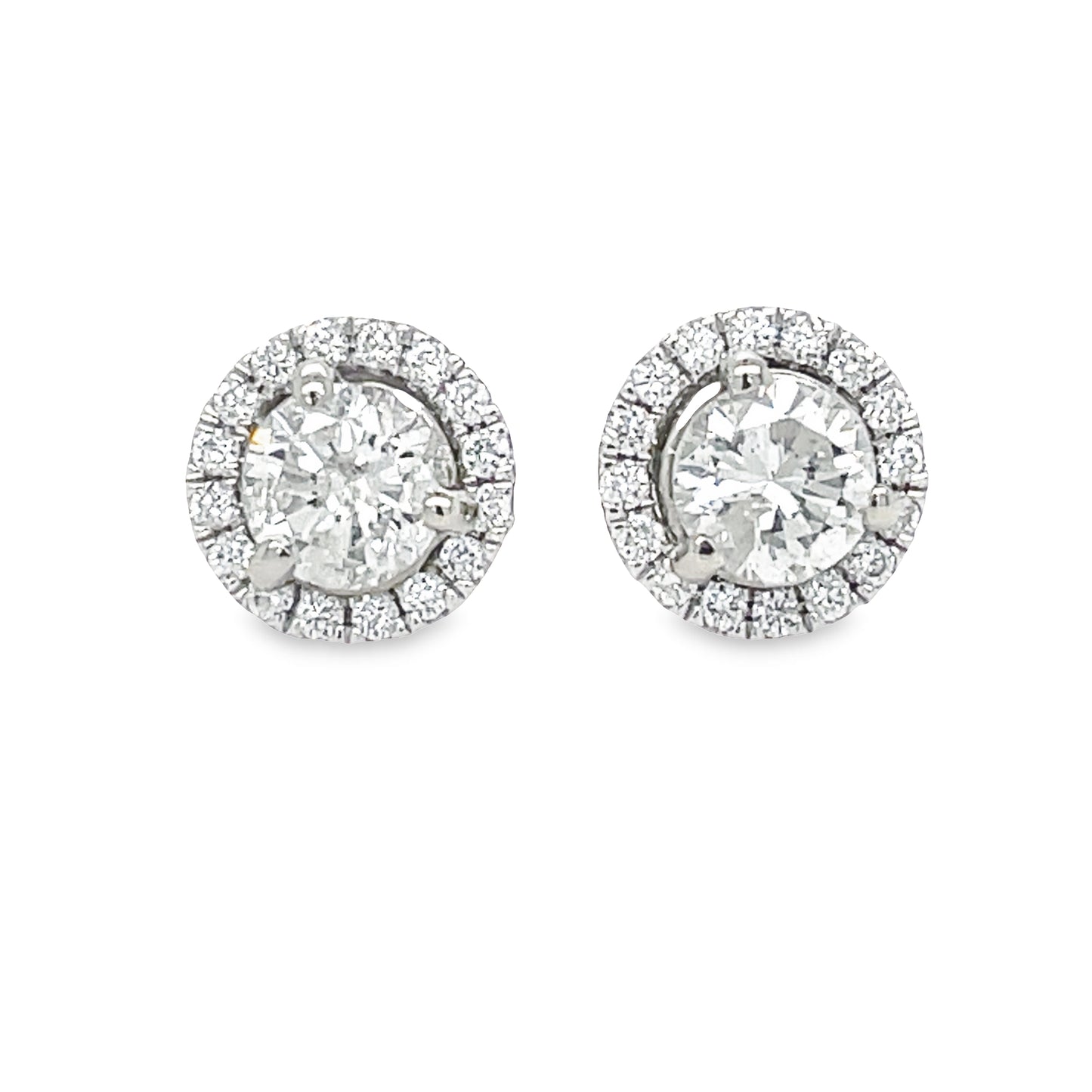 Front view of 18K Small Removable Round Diamond Jacket White Gold Earrings 0.31 cts