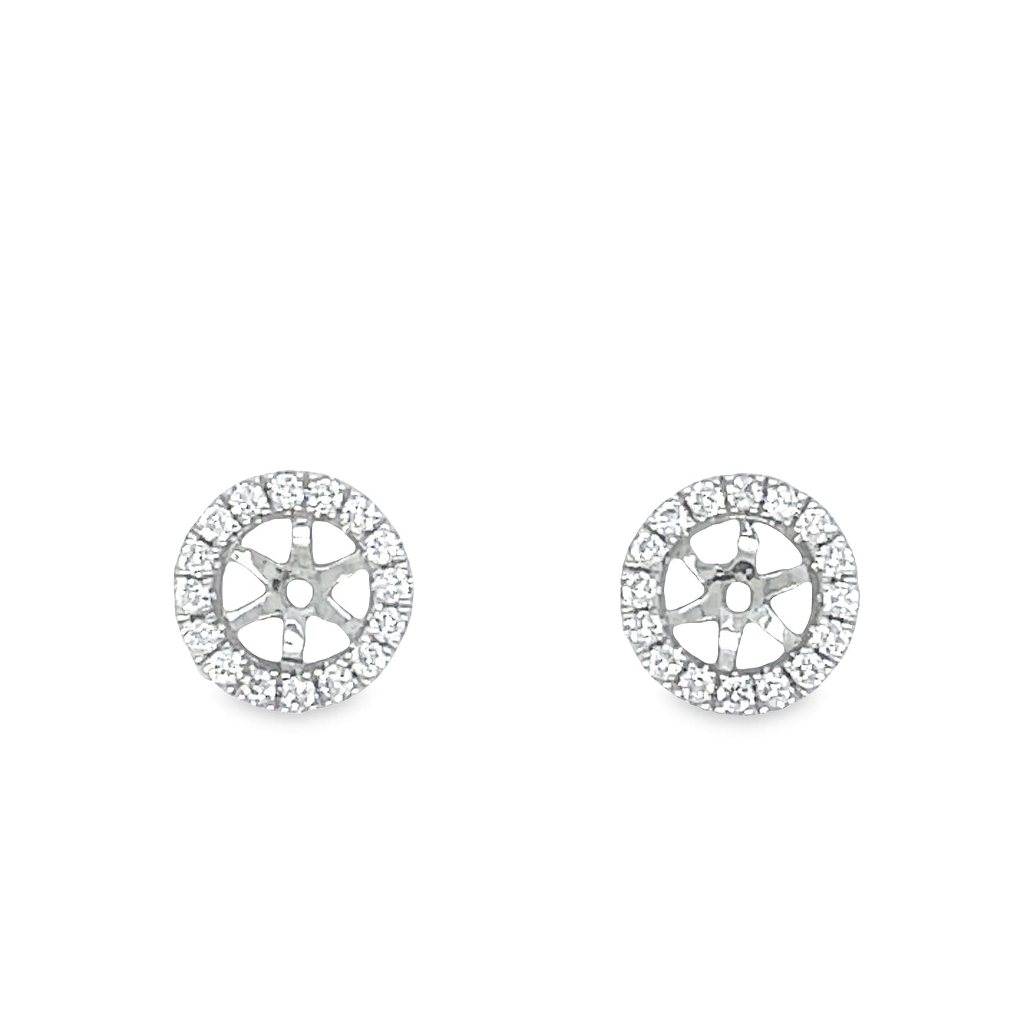 Front view of 18K Small Removable Round Diamond Jacket White Gold Earrings 0.31 cts