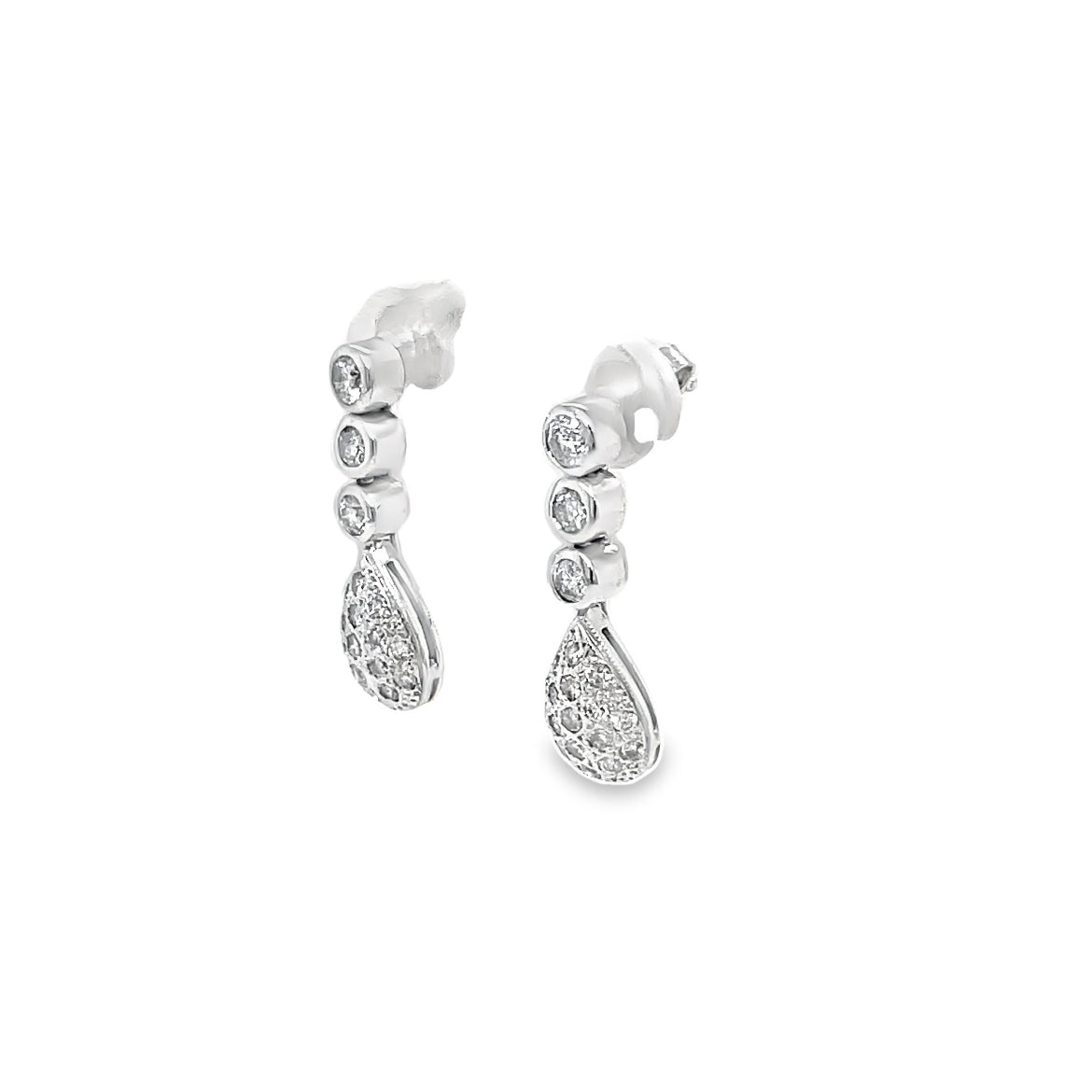 Estate Diamond Drop Earrings Side view