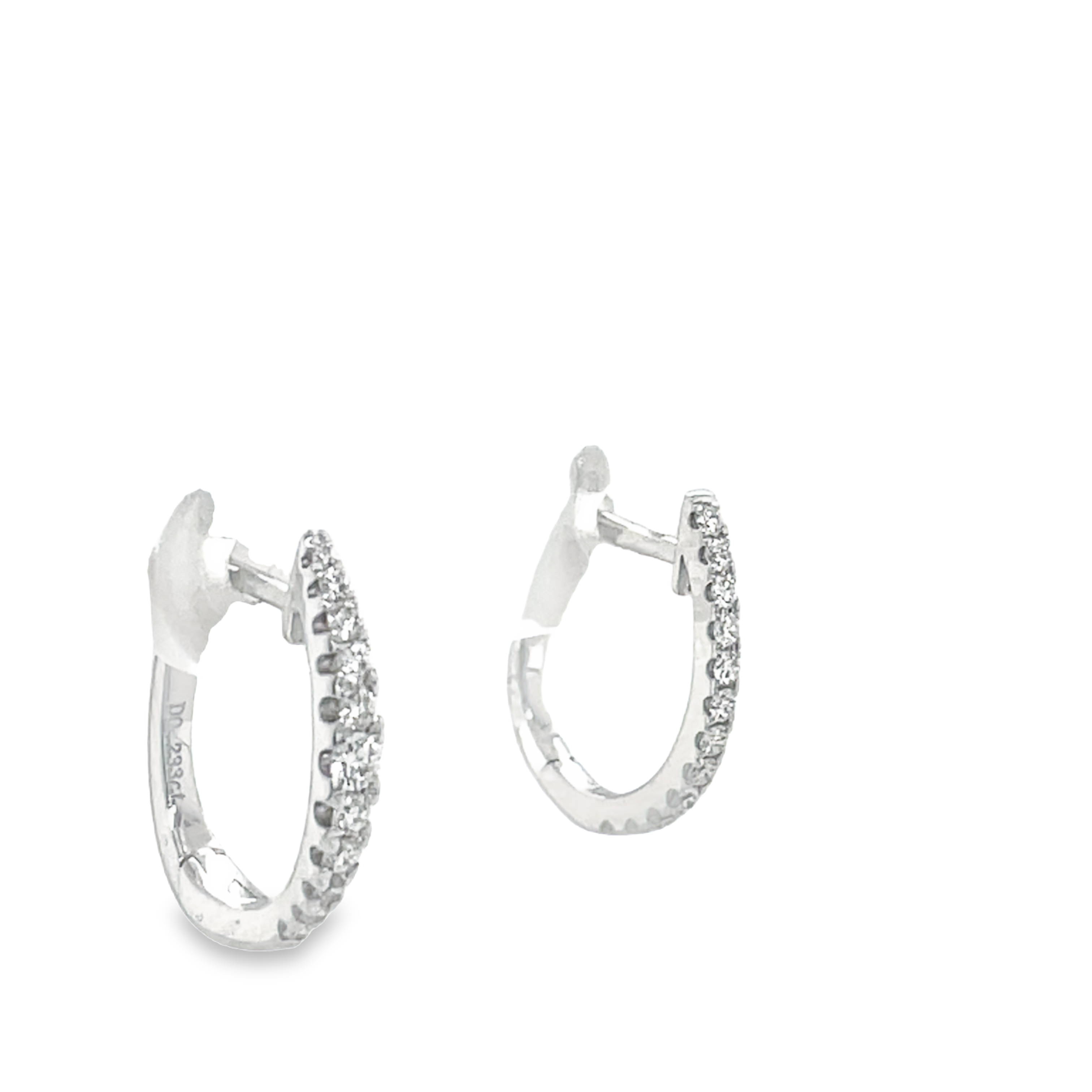 These beautiful Small Diamond Hoop Earrings, crafted from 14k white gold, will make a sophisticated addition to any jewelry collection. The 0.29 ct diamond accents bring subtle sparkle to the delicate hoops. Perfect for everyday elegance!