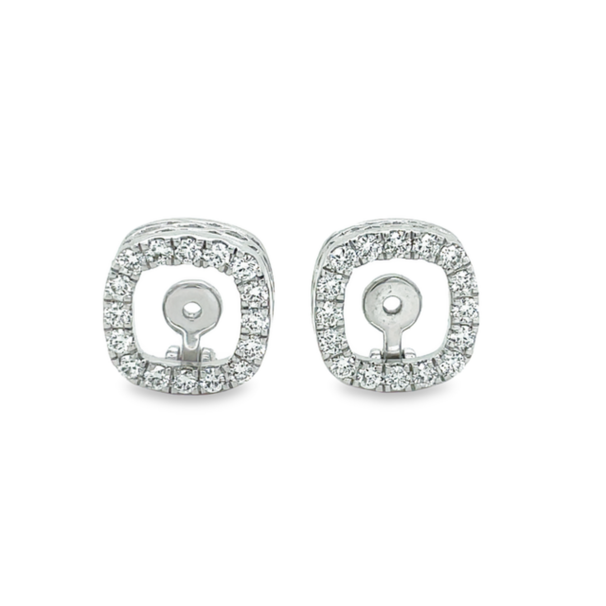 Diamond Square Removable Jacket Earrings 0.75 cts Front view