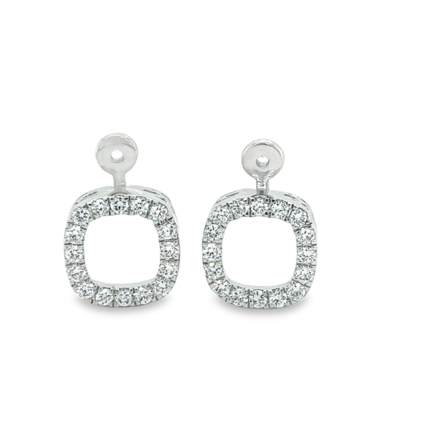 Diamond Square Removable Jacket Earrings 0.75 cts Front view 