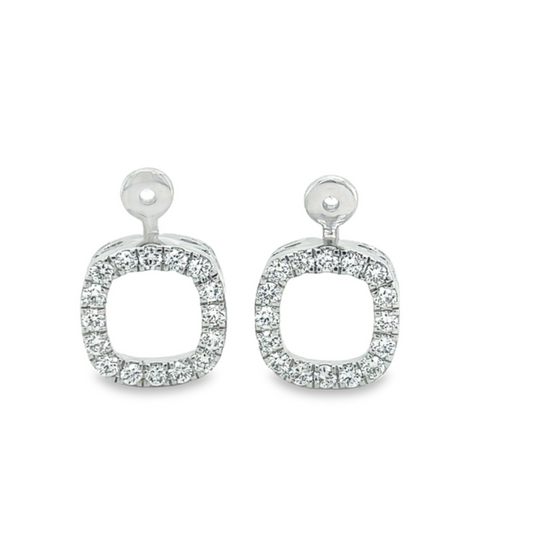 Diamond Square Removable Jacket Earrings 0.75 cts Front view 