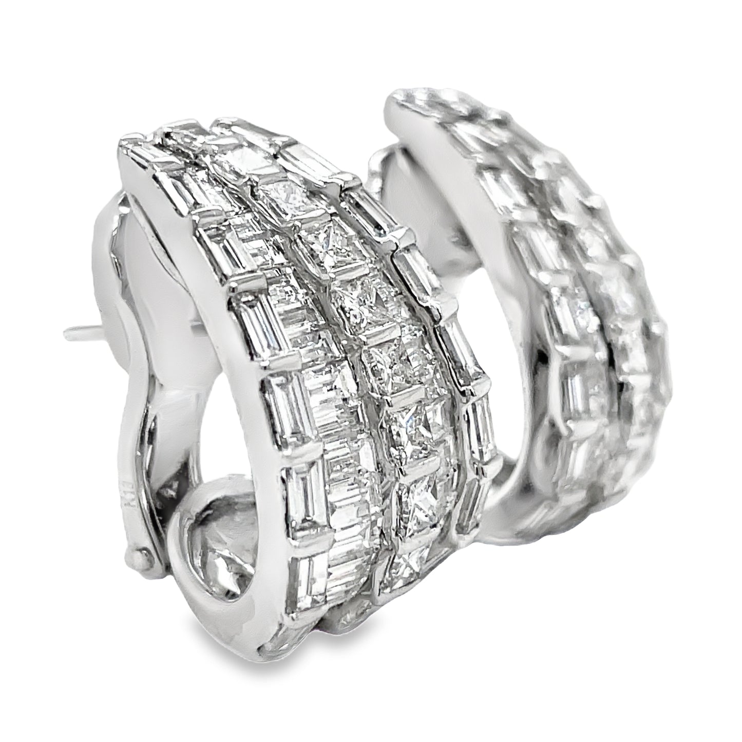 Side view of 18K Stunning Diamond Mixed Cut Drop Earrings 6.47 cts