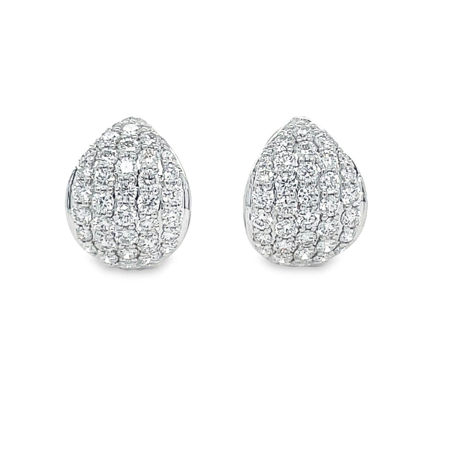 Drop Shape Diamond Huggie Earrings Front view 