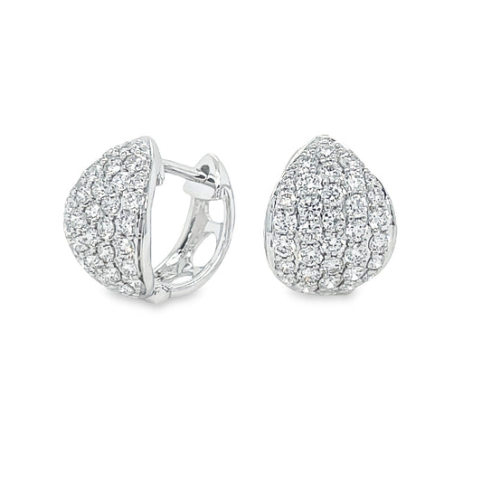 Drop Shape Diamond Huggie Earrings Front and Side View