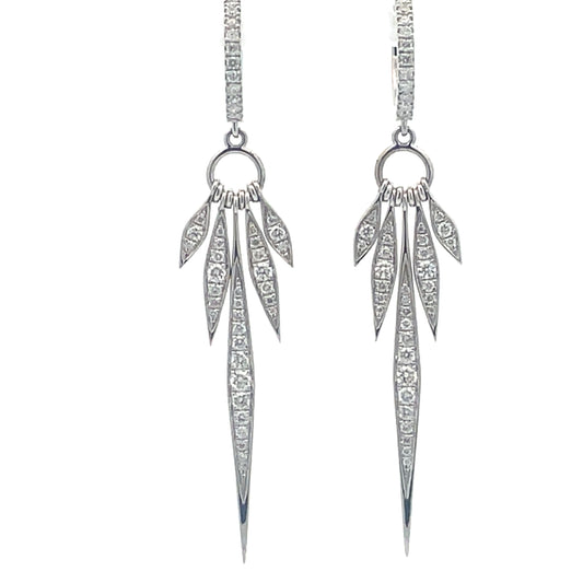 Five Spike Diamond Earrings Front view