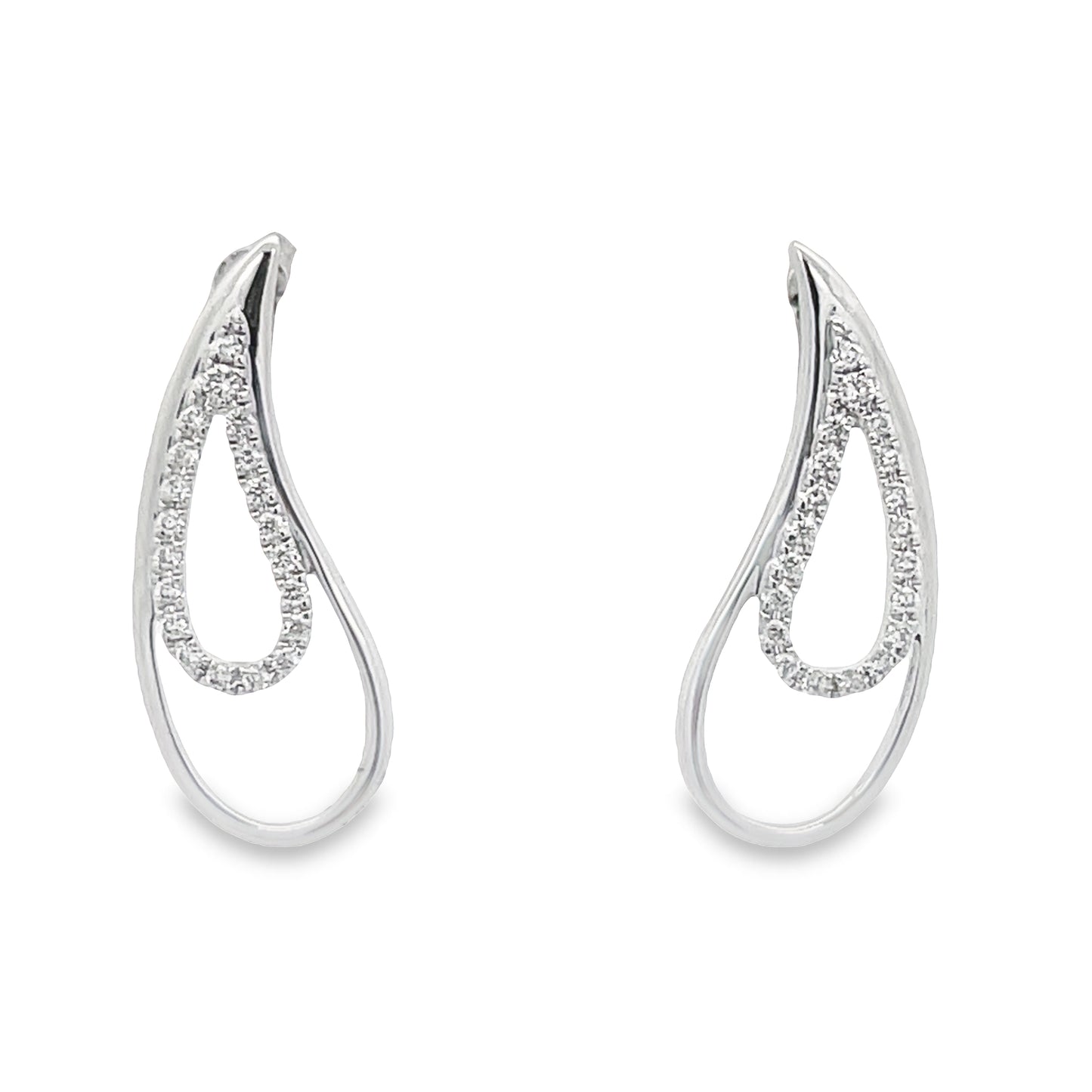 14K Dainty Diamond Tear Shape Earrings Front view 