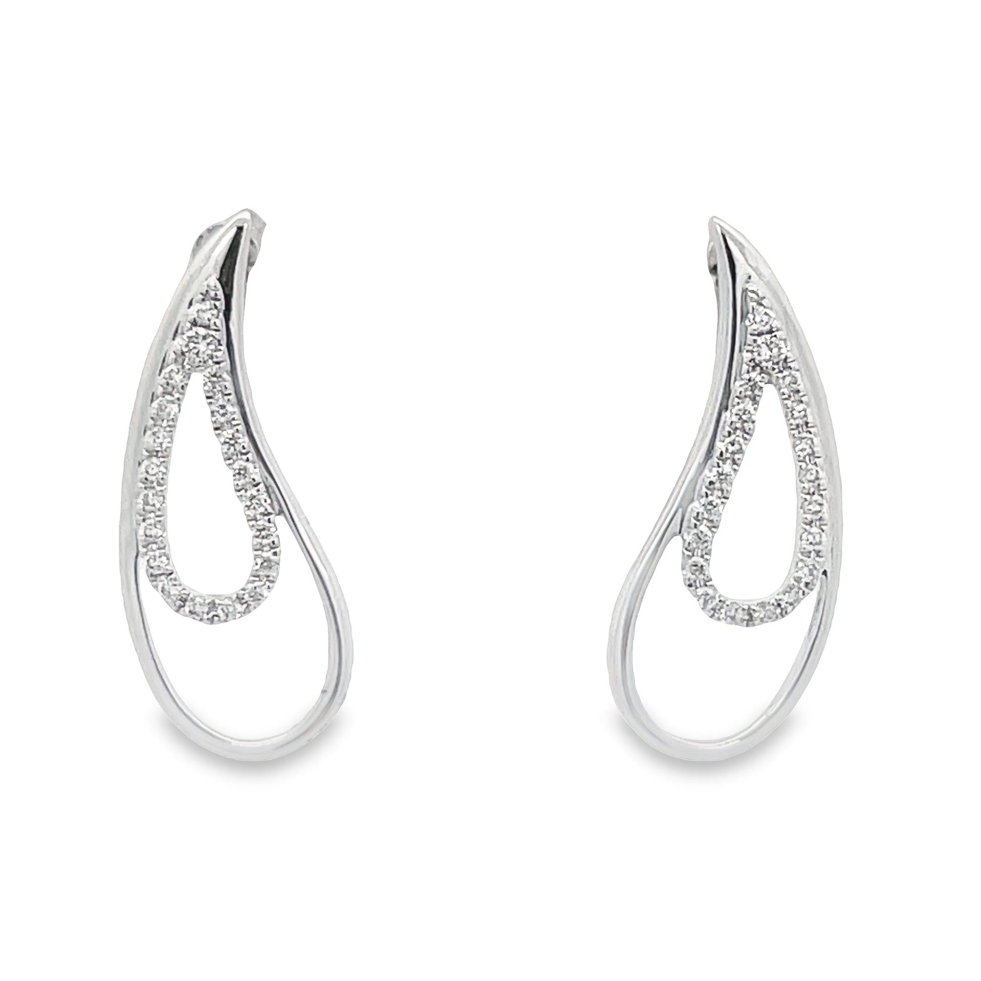 14K Dainty Diamond Tear Shape Earrings Front view 