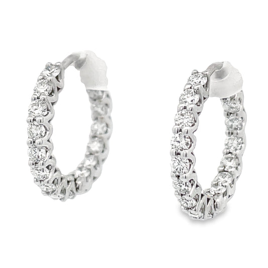 Inside-out Diamond Huggie Earrings  1.30 cts Side view 