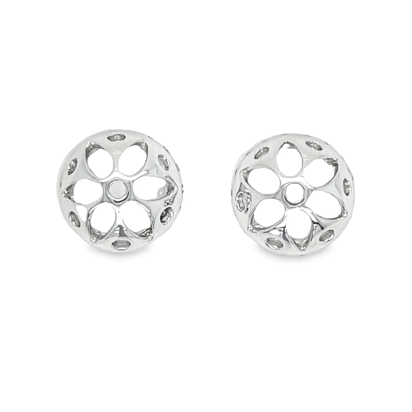 Back view of 18k Small Removable Round Diamond Jacket White Gold Earrings 0.19 cts