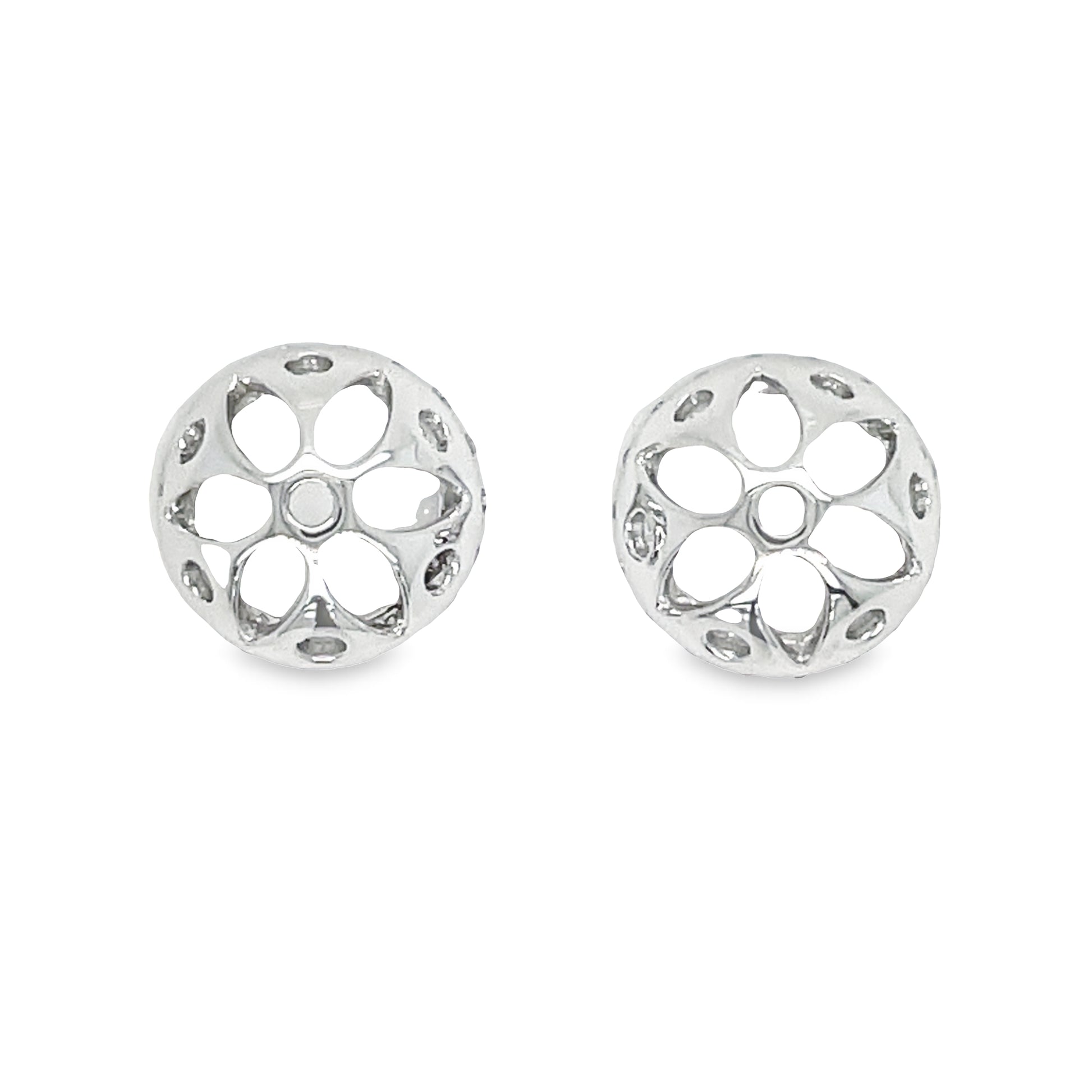 Back view of 18k Small Removable Round Diamond Jacket White Gold Earrings 0.19 cts