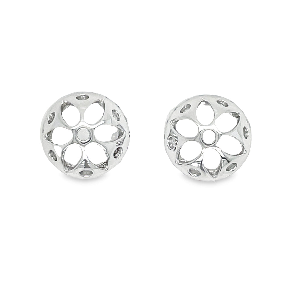 Let your sparkle shine with these stunning Small Removable Round Diamond Jacket Earrings! Crafted of 18k white gold, these earrings feature round diamonds 0.40 cts that will have you dazzling. Show off the ultimate in classic beauty and elegance!  Diamond studs not included