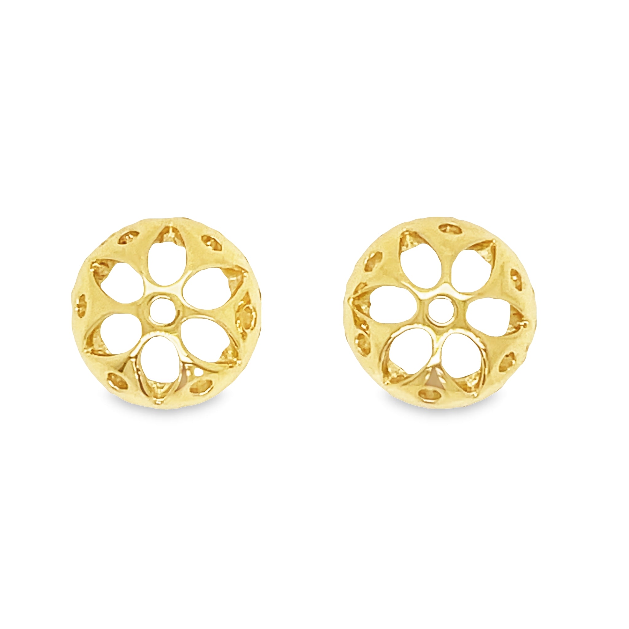 Let your sparkle shine with these stunning Small Removable Round Diamond Jacket Earrings! Crafted of 18k yellow gold, these earrings feature round diamonds 0.34 cts that will have you dazzling. Show off the ultimate in classic beauty and elegance!  Diamond studs not included 
