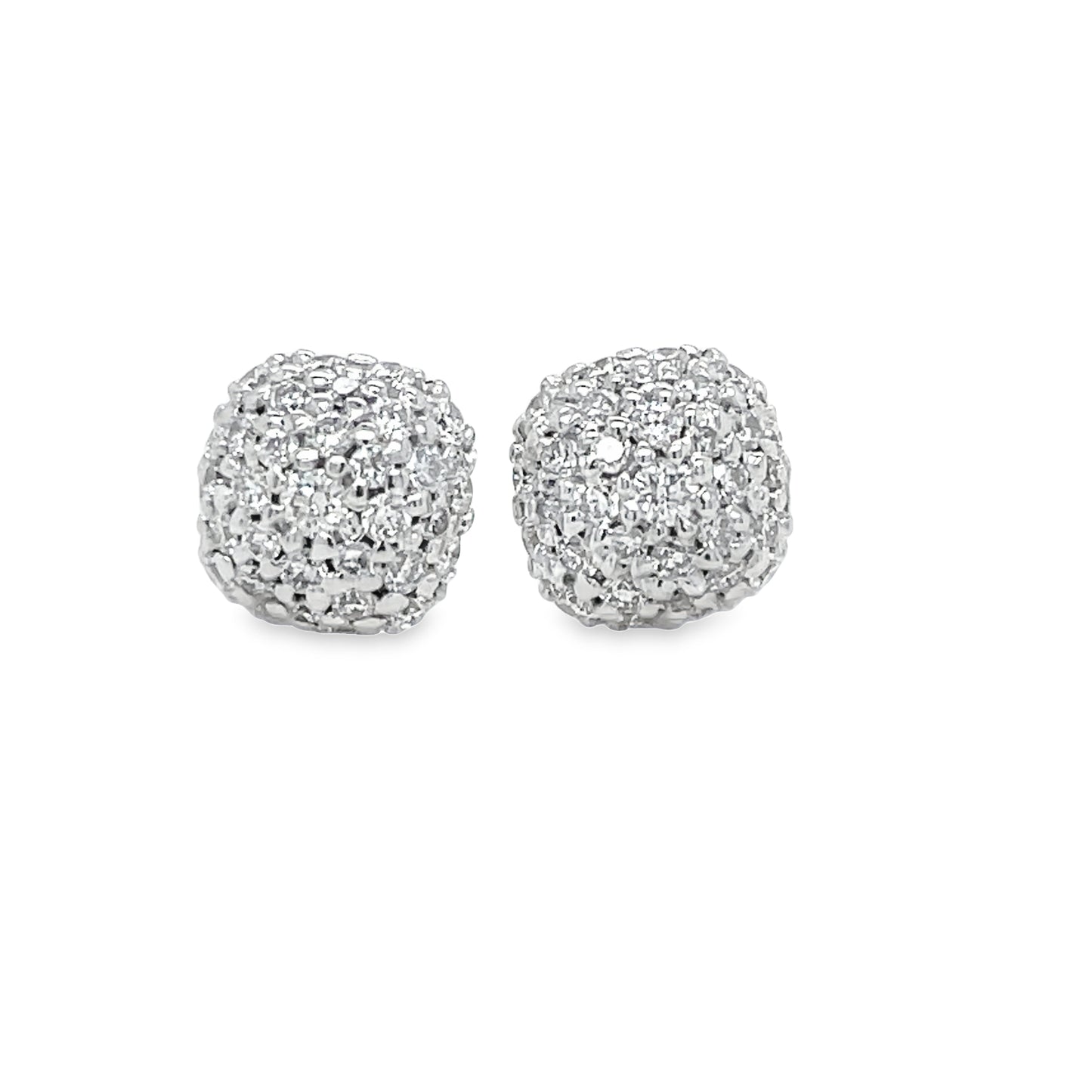 18k White Gold Diamond Stud Round Earrings 0.44 cts Front view 