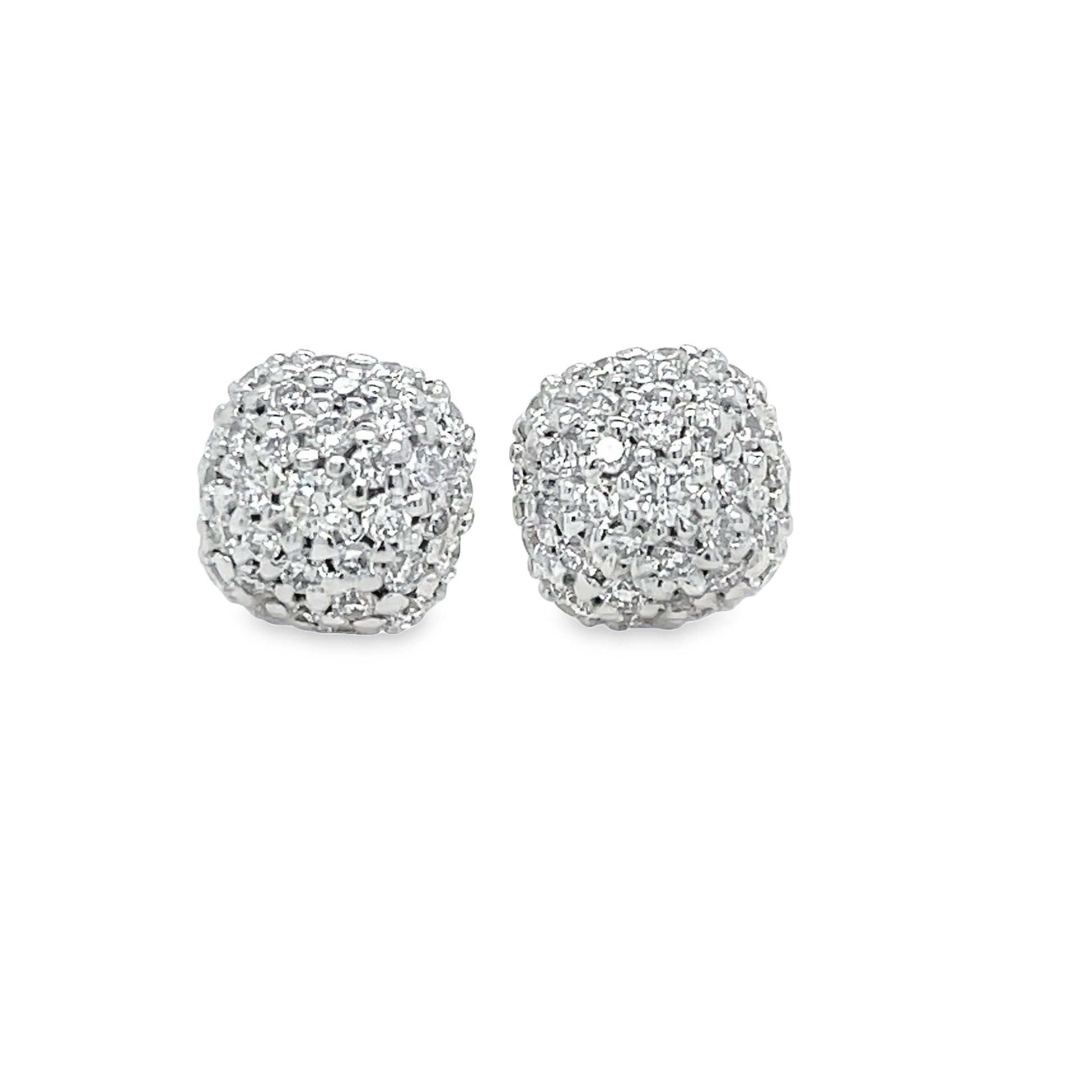 18k White Gold Diamond Stud Round Earrings 0.44 cts Front view 