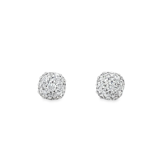 18k White Gold Diamond Stud Round Earrings 0.23 cts Front view 