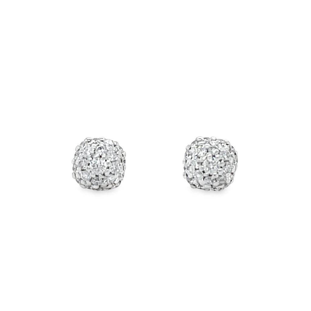 Experience luxury and elegance with our 18k white gold diamond stud earrings. Handcrafted in Italy, the round shape and diamond pave (0.23 cts) add a touch of glamour to any outfit. The friction back ensures a secure fit for all-day wear. Elevate your style with these 5.20mm earrings!   
