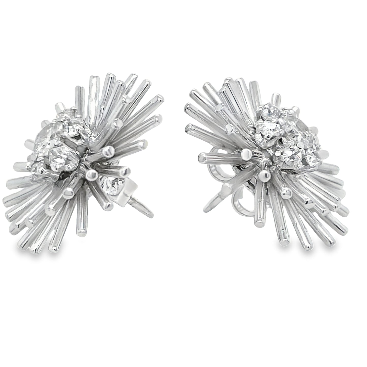 Diamond Sunburst Large Earrings Side view 