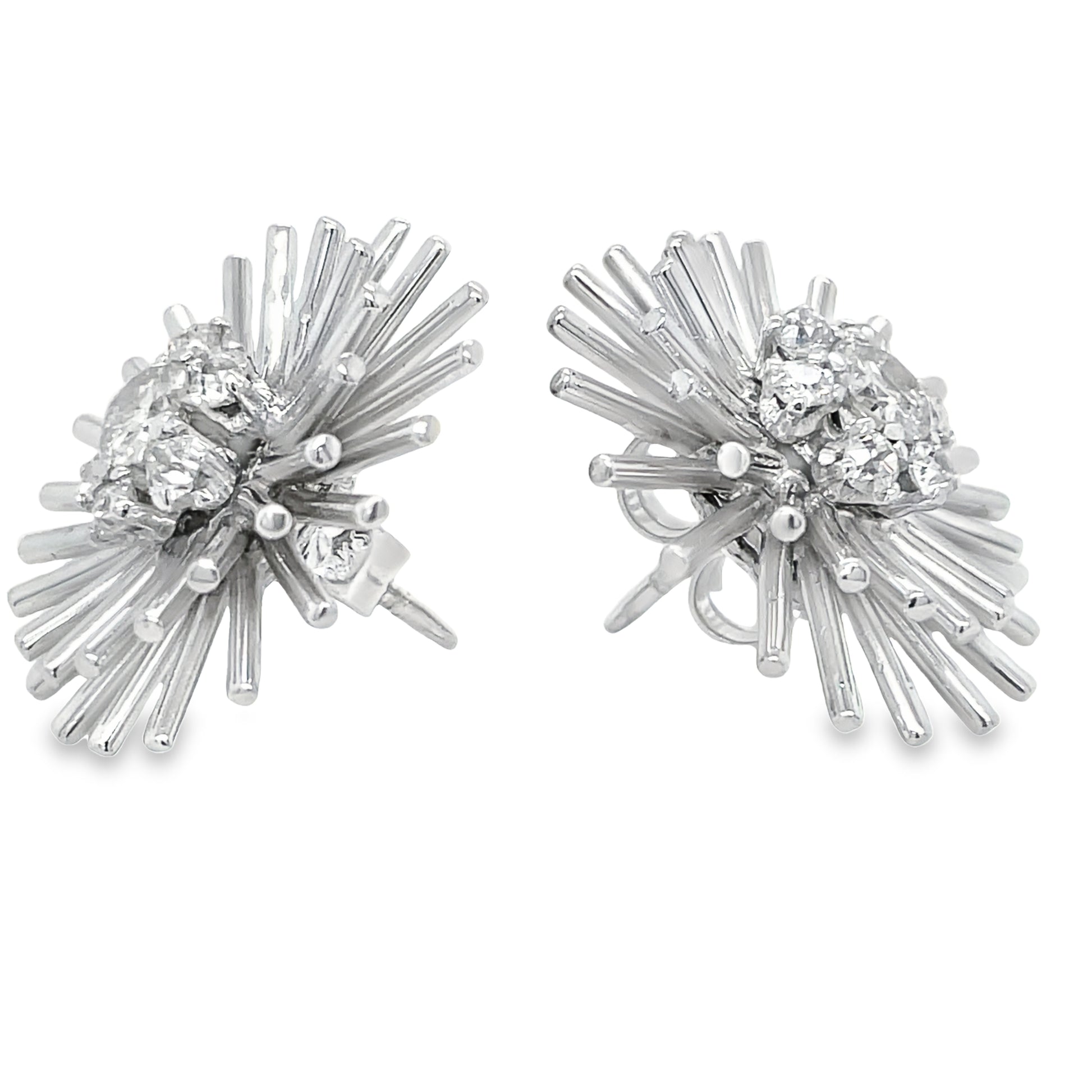 Diamond Sunburst Large Earrings Side view 