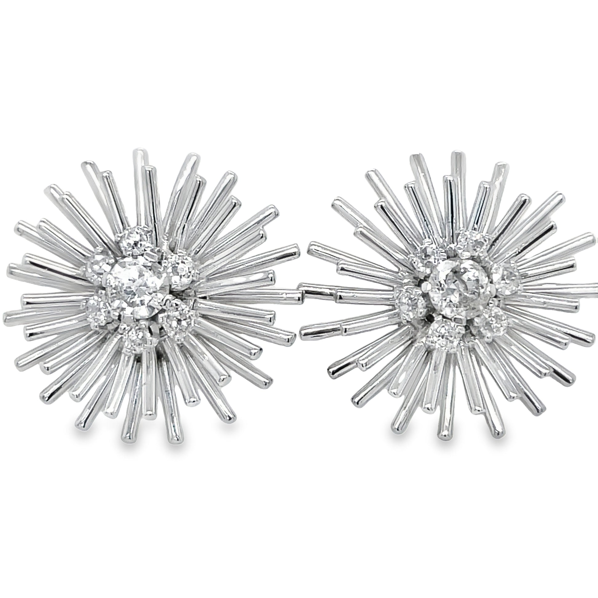 Diamond Sunburst Large Earrings Front view 