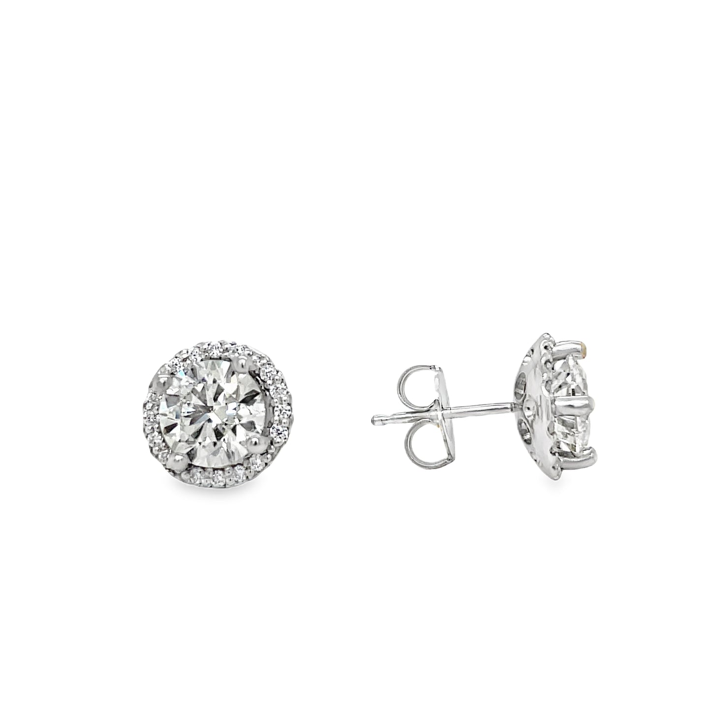 Diamond Studs with Diamond Jackets 2.09 cts White Gold Front and Side View